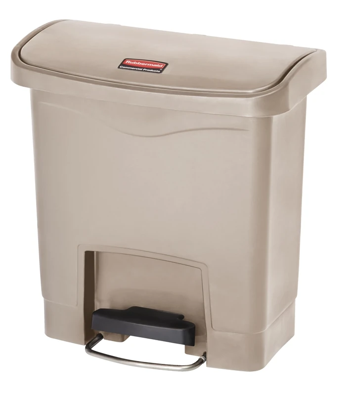 Rubbermaid Commercial Products Slim Jim Step-on Resin Front Step Waste Receptacle Bin 15 Litre Beige 1883455