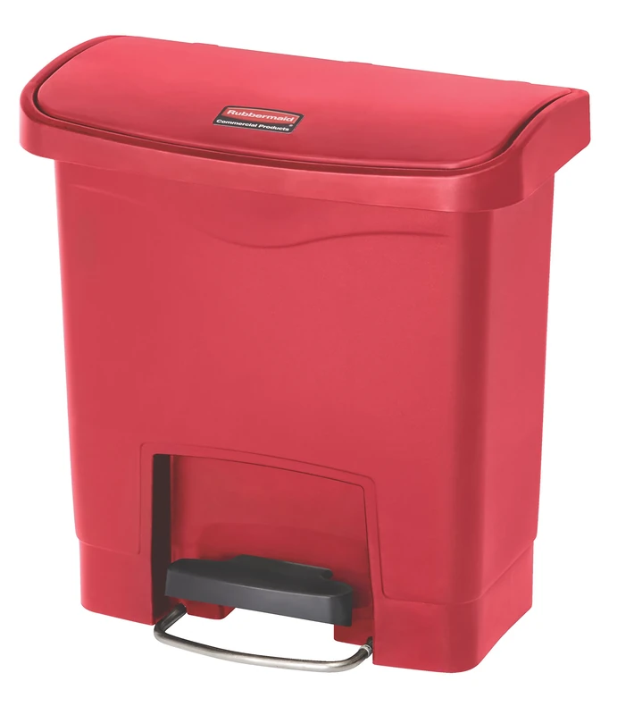Rubbermaid Commercial Products Slim Jim Step-on Resin Front Step Waste Receptacle Bin 15 Litre Red 1883563