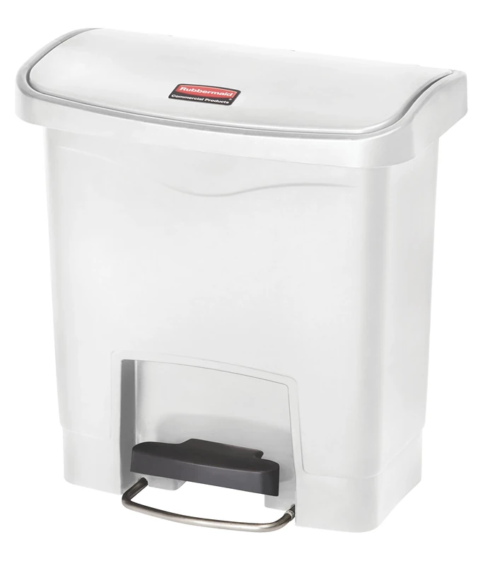 Rubbermaid Commercial Products Slim Jim Step-on Resin Front Step Waste Receptacle Bin 15 Litre White 1883554