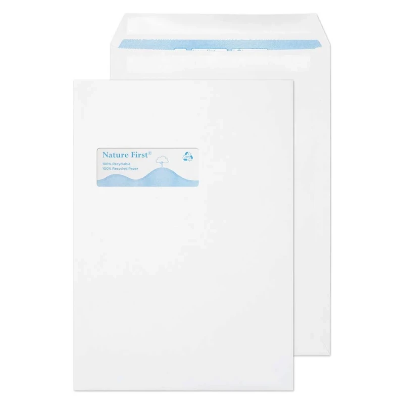 Blake Environmental - Biodegradable & Recycled Window Envelopes C4 (324 x 229mm) - Pack of 250 - Premium 100GSM - FSC Certified - Self Seal White Envelopes - Stationery & Business Supplies (RN17892)