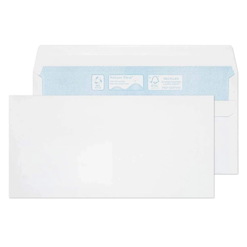 Blake Environmental - Biodegradable & Recycled Envelopes DL (110 x 220mm) - Pack of 1000 - Premium 90GSM - FSC Certified - Self Seal White Envelopes - Office Stationery & Business Supplies (RN17882)