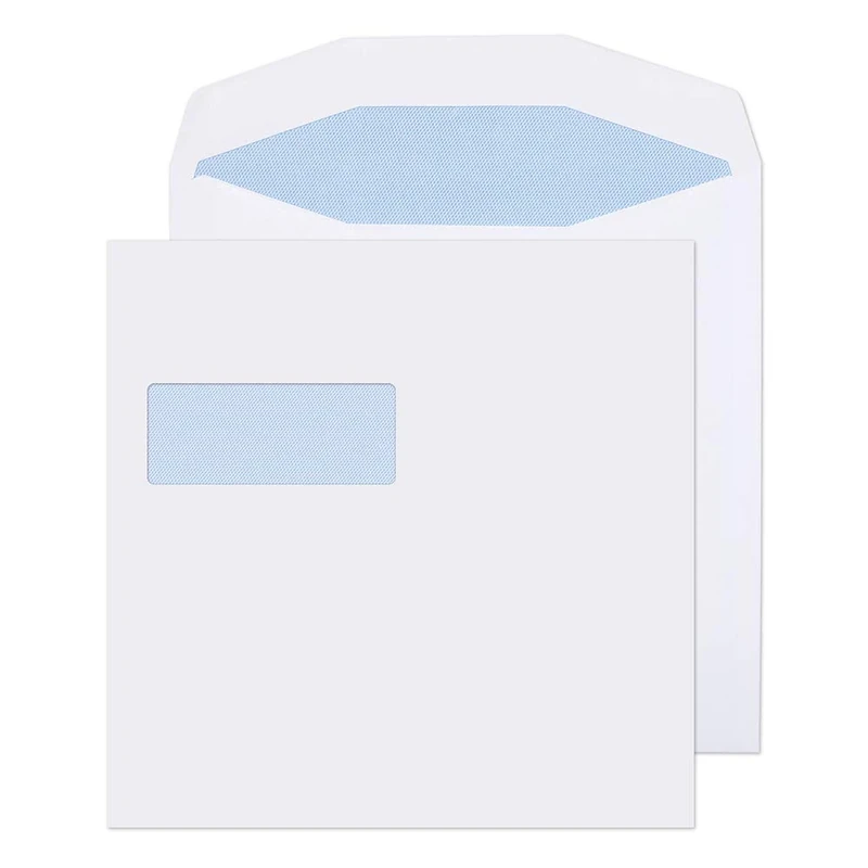 Blake Envelopes Purely Everyday 5702 Quadratische Briefumschläge selbstklebend Mit Hohes Fenster Weiß 220 x 220 mm - 100g/m² | 250 Stück