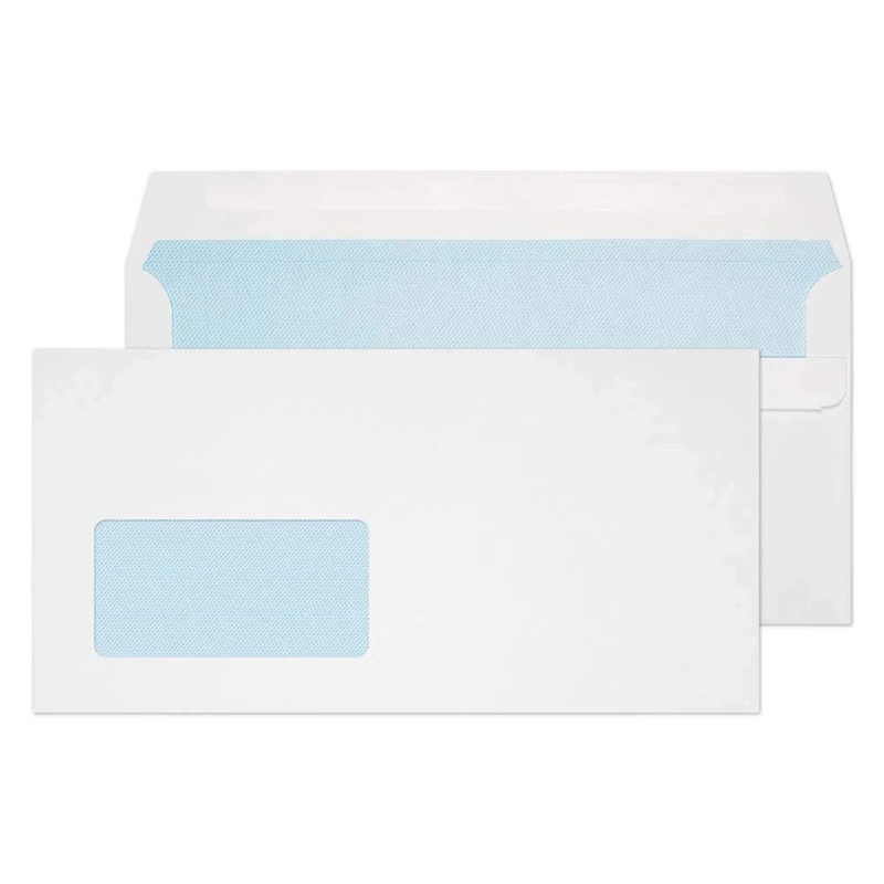 Blake Purely Everyday DL+ 121 x 235 mm 90 gsm Self Seal Wallet Low Window Envelopes (16884) White - Pack of 1000
