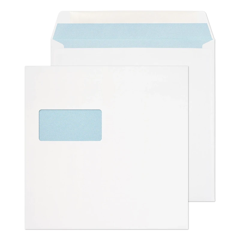 Blake Envelopes Purely Everyday 0240W Quadratische Briefumschläge Naßklebung Mit Fenster Weiß 240 x 240 mm - 100g/m² | 250 Stück