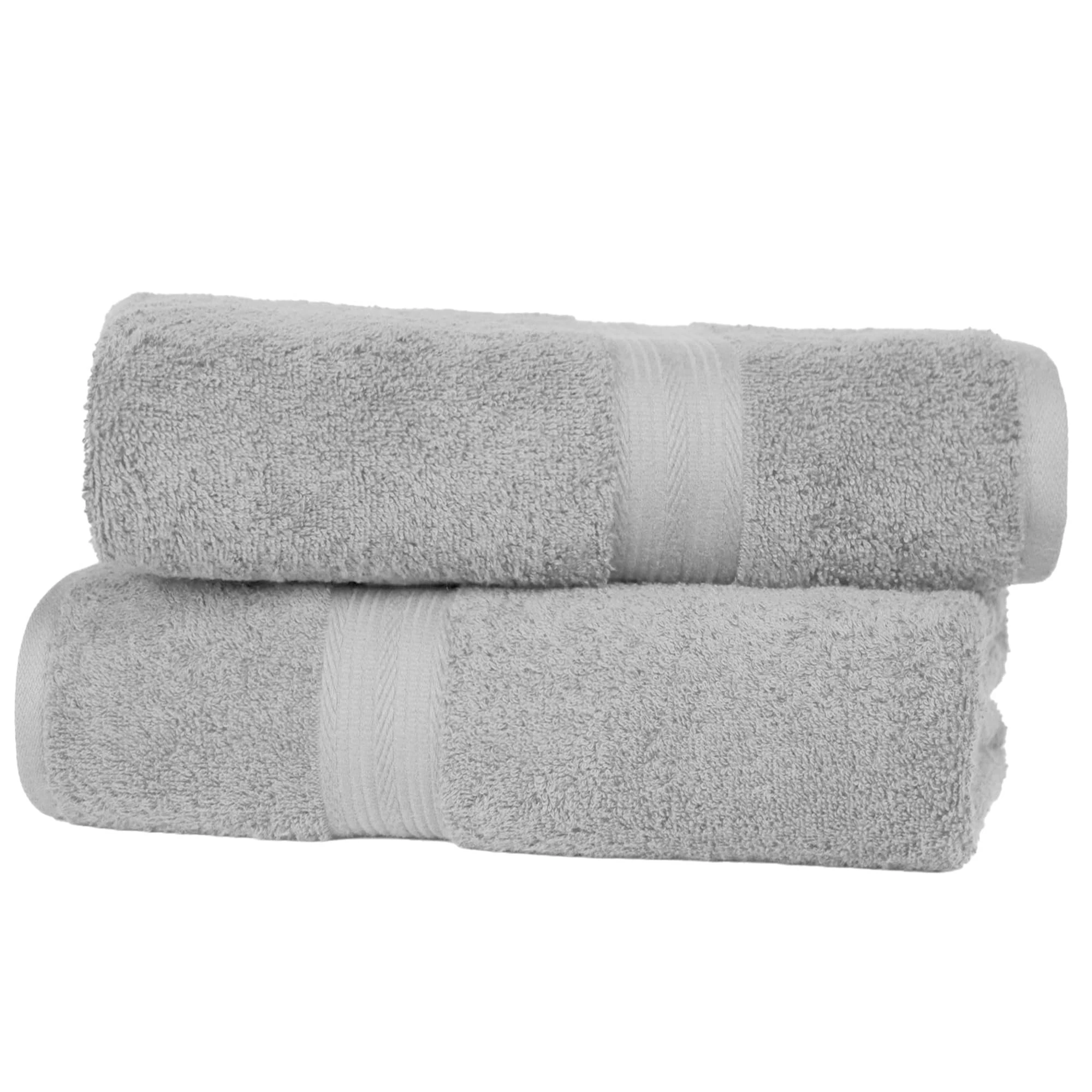 Amazon Basics 2 Bath towel for bathroom, Fade Resistant 100% Cotton Bath Towels, soft absorbent, 2-Pack (70x140 cm), Grey