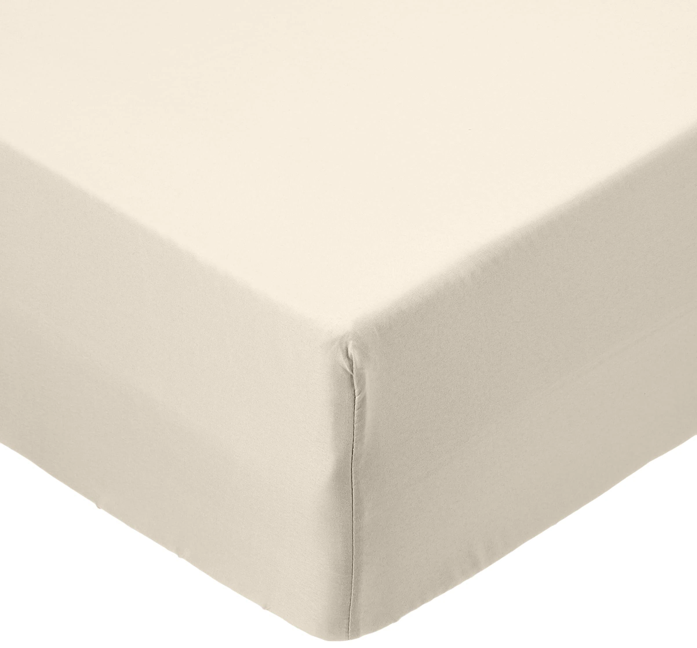 Amazon Basics Soft Microfibre Fitted Sheet, Deep Pocket 12 inch (30 cm), 90 x 190 x 30 cm, Beige