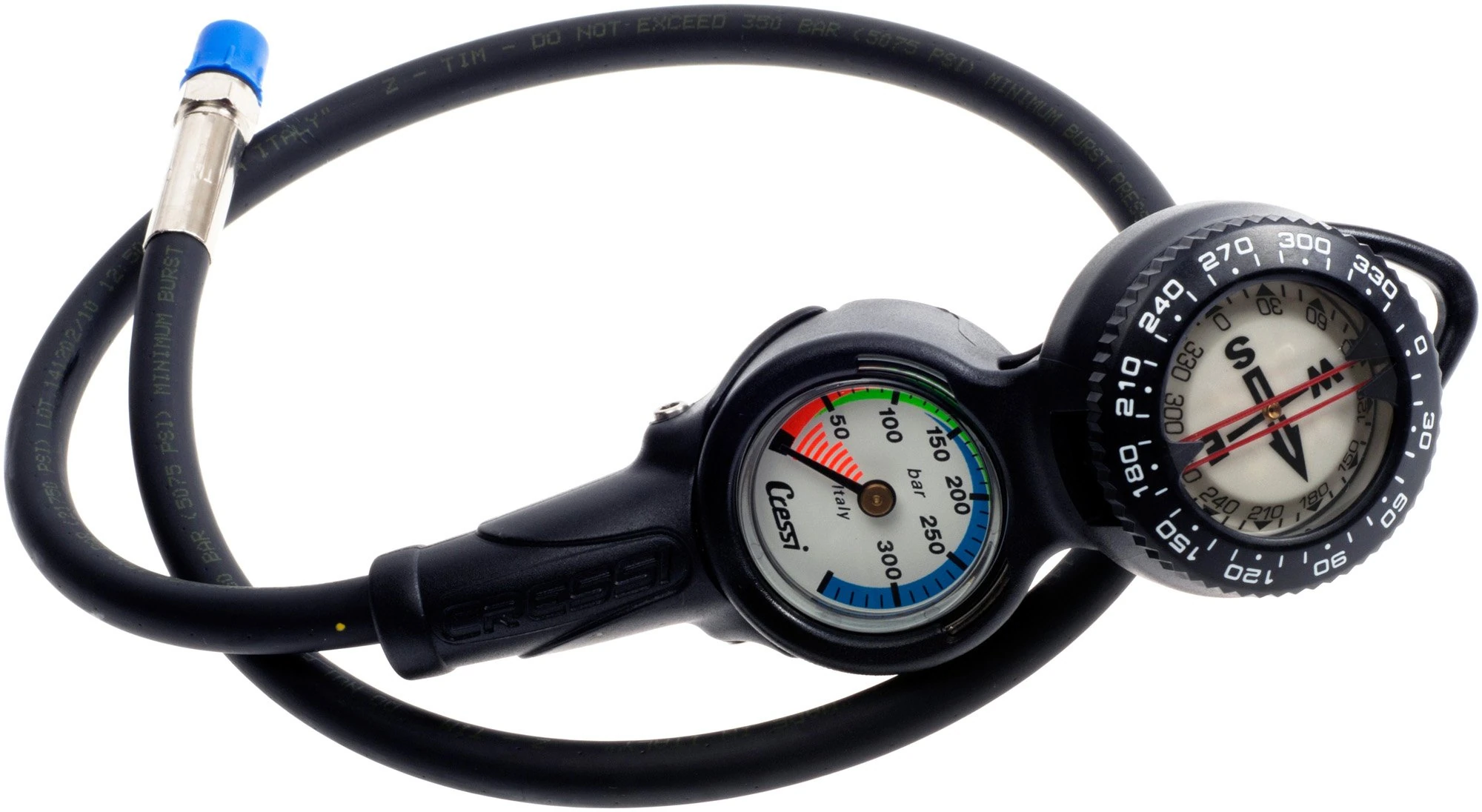CRESSI 2 Compass and Pressure Gauge Bar Diving Console - Black