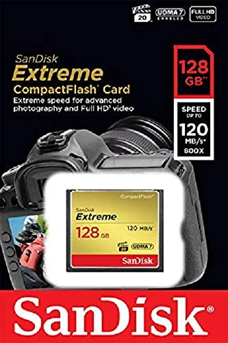 SanDisk Extreme 128 GB UDMA7 CompactFlash Card - Black/Gold