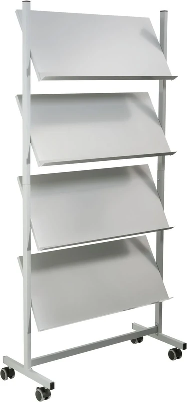 helit H6813499 Brochure Rack Wide 3 Shelves 4 x DIN A4 Silver Grey