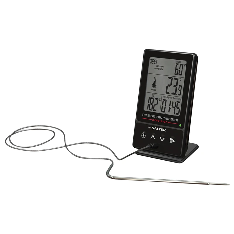 Salter Heston Blumenthal Precision 540A HBBKCR Premium 5-in-1 Digital Thermometer - Air Fryer Probe, Roasting, Deep Frying, Grilling, Dual Sensors Food/Oven Temp, Programmed, 0.1°C Accuracy, Black
