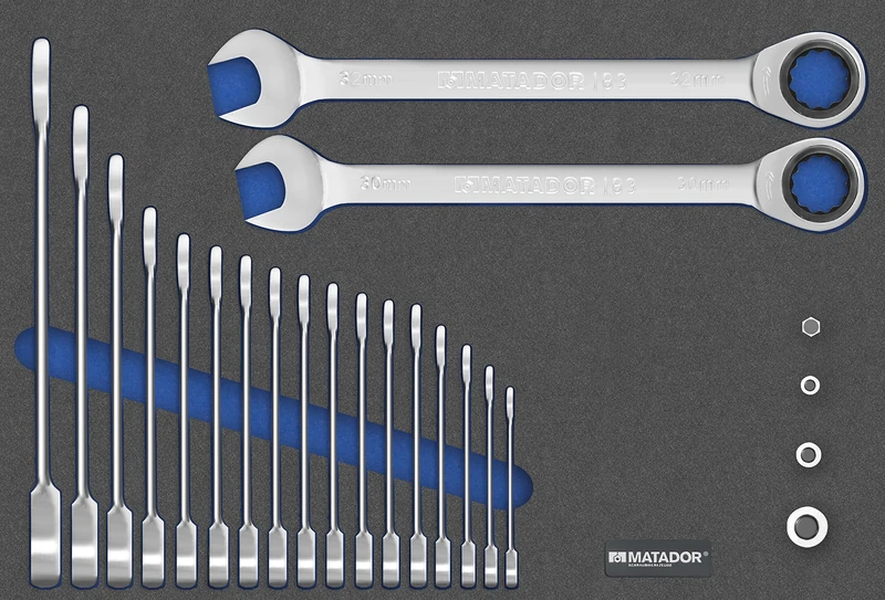 Two-Colour MTS Insert has a 23 Set Combination Ratchet Wrench Spanner