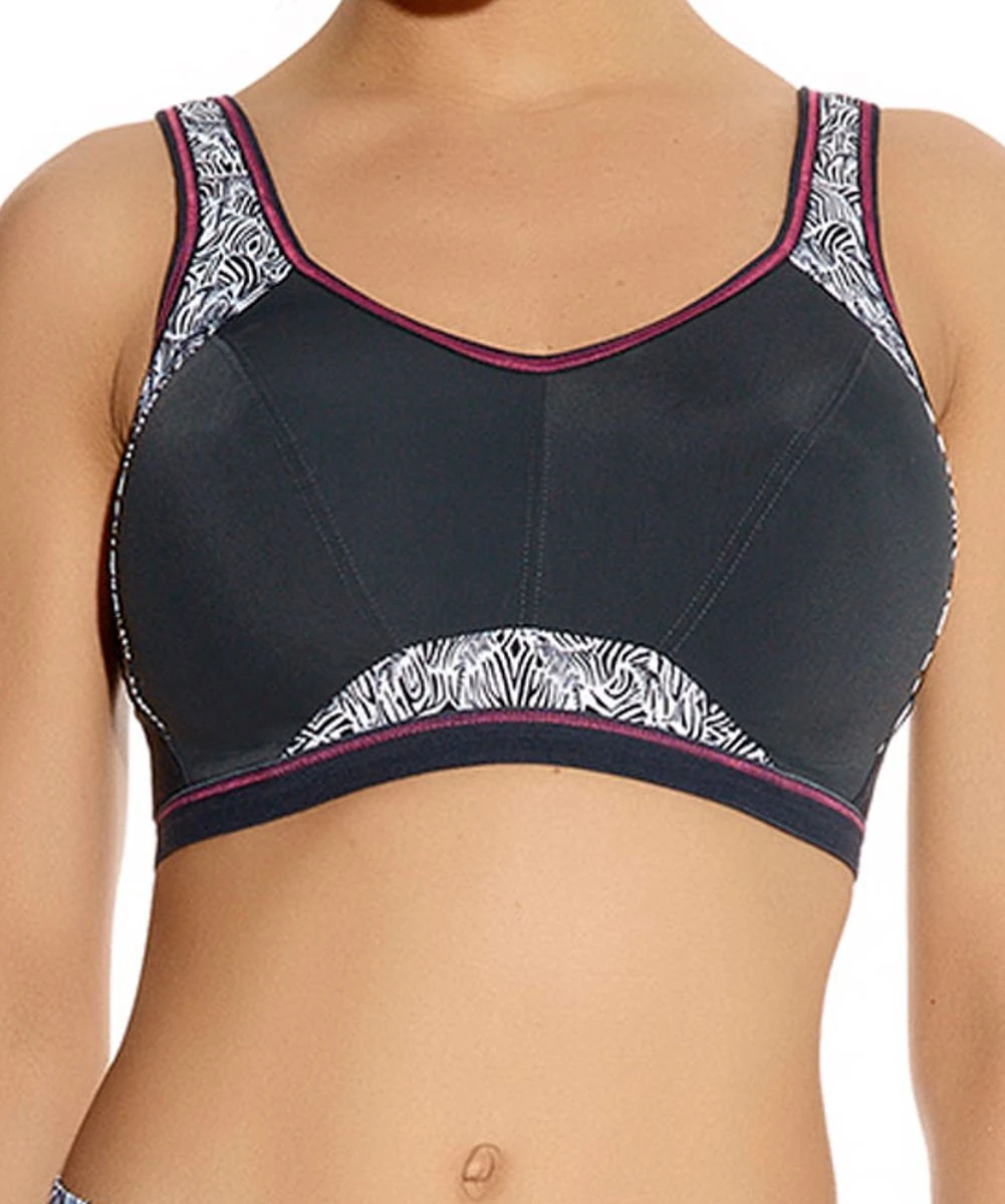 Women’s Sports Bra with Zebra Underwire, women's, Gris / Argent, 36E