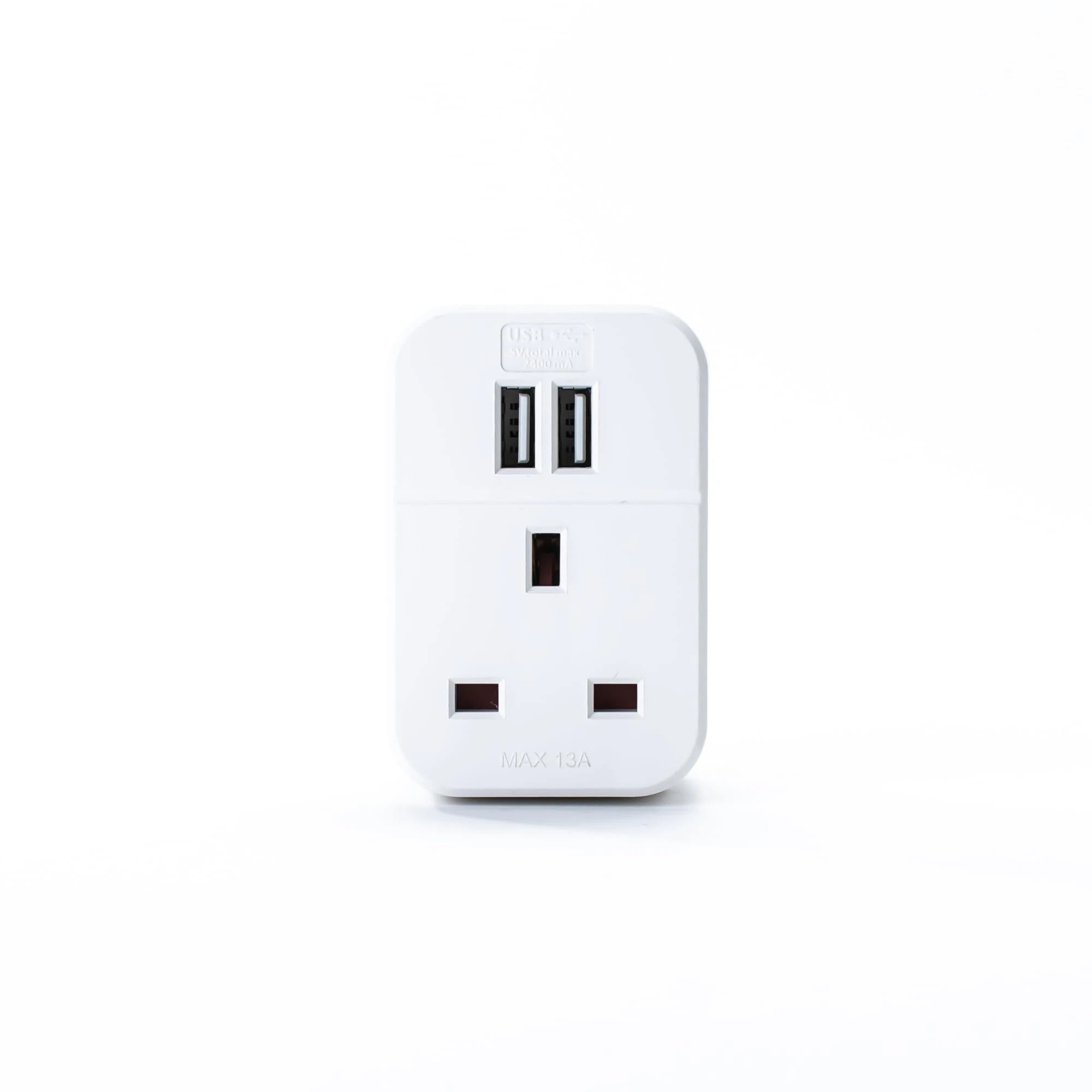 STATUS Multi USB Plug Adapter White, 2 Port USB Adaptor Plug Through, S2USBPTAWH1PK3
