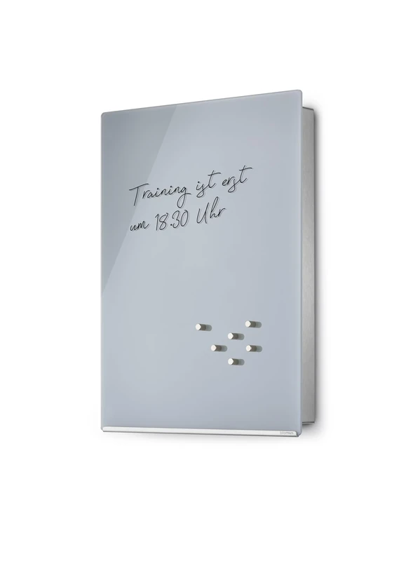 blomus -VELIO- Key box/magnetic glass board in trendy grey, high-quality workmanship, 14 key hooks, magnetic closure, modern key box (D/W/H 5 x 30x 40cm, grey, 65368)