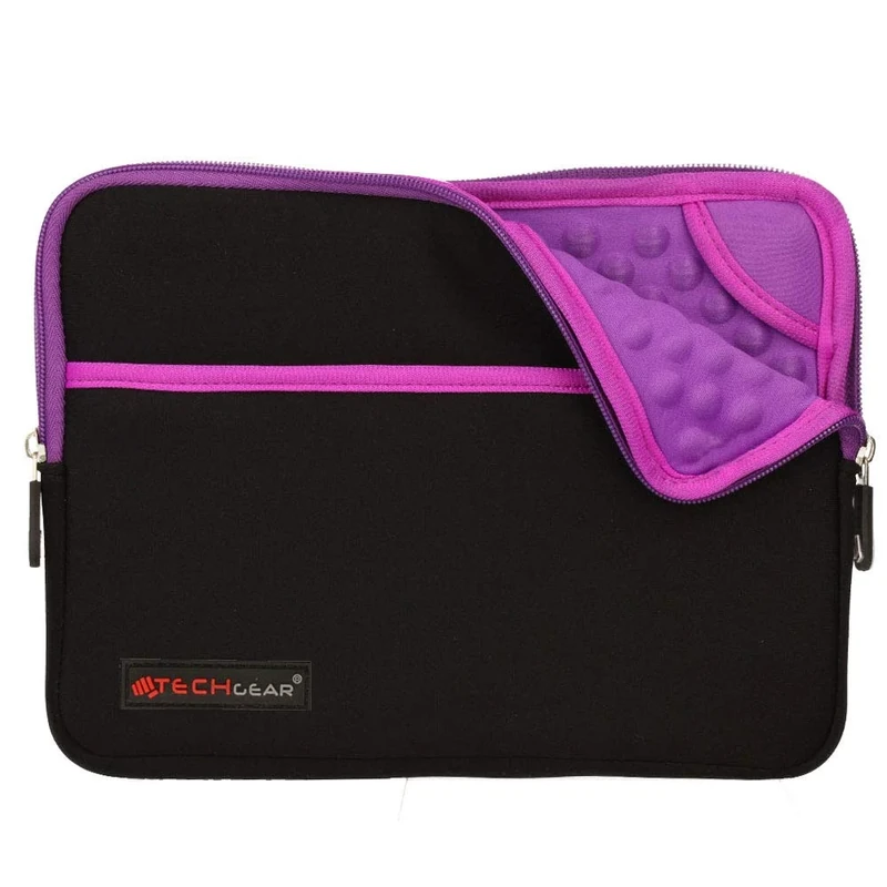 TECHGEAR Slim Neoprene Zipped Protective Sleeve Case Cover with Anti-Shock Bubble Interior fits iPad Mini 7, 6 5, 4, 3, 2, 1, Samsung Tab A9 / A7 Lite 8.0", Lenovo Tab M8 and Other 8" Tablets, Purple