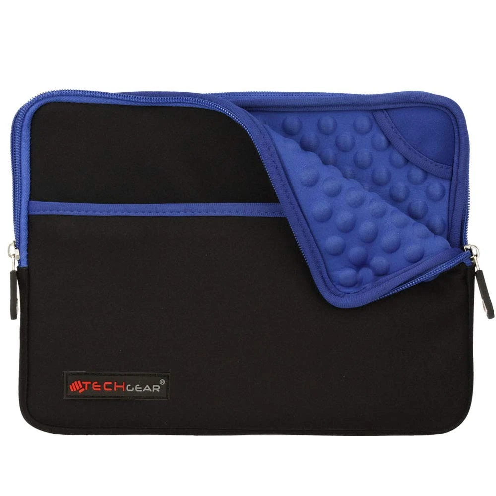 TECHGEAR Slim Neoprene Zipped Protective Sleeve Case Cover with Anti-Shock Bubble Interior fits iPad Mini 7, 6 5, 4, 3, 2, 1, Samsung Tab A9 / A7 Lite 8.0", Lenovo Tab M8 and Other 8" Tablets - Blue