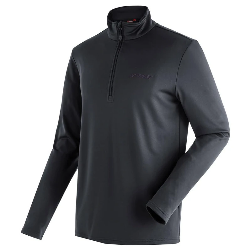 Maier Sports Felix Half-Zip Midlayer for Men, Universal Midlayer for Skiing and Hiking, Dryprotec Technology, Breathable, NFC Chip for Easy Recycling Black