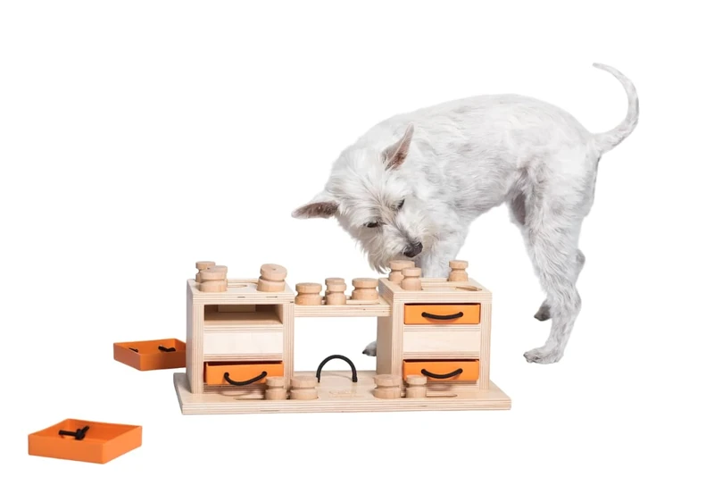 My Intelligent Dogs Two Towers Interactive Wooden Dog Toy, Intelligent Toy for Dogs