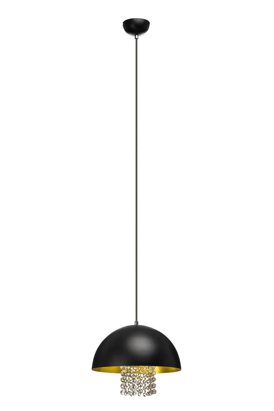 Premier Housewares Edison Screw Pendant Light with Crystals, E27, 60 W - Black