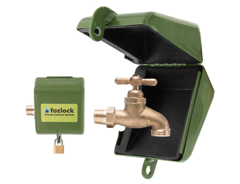 Fozlock Outdoor Faucet Lock System, Green – Insulated Garden Hose Bibb Cover and Lock, Easy to Install – This Outdoor Water Faucet Lock Prevents Water Theft and Vandalism - Image 1