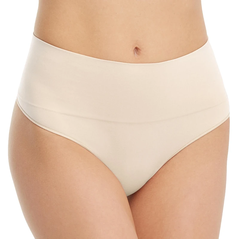 Spanx SPANXshape Everyday Shaping Thong - Core Control Shapewear Underwear - Invisible Under Clothes - Seamless Design Soft Nude