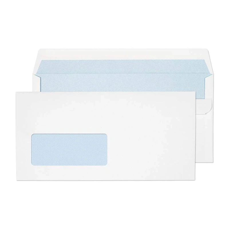 Blake Purely Everyday DL 110 x 220 mm 90 gsm Window Self Seal Wallet Envelopes (14884) White - Pack of 1000