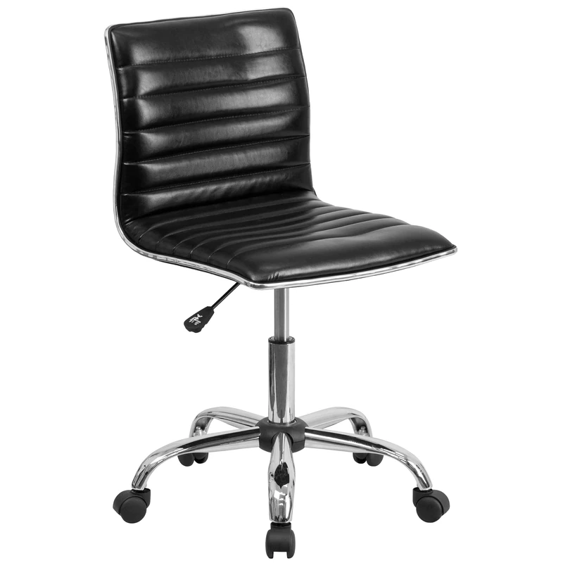Flash Furniture Alan Low Back Designer Armless Black Ribbed Swivel Task Office Chair - Image 1