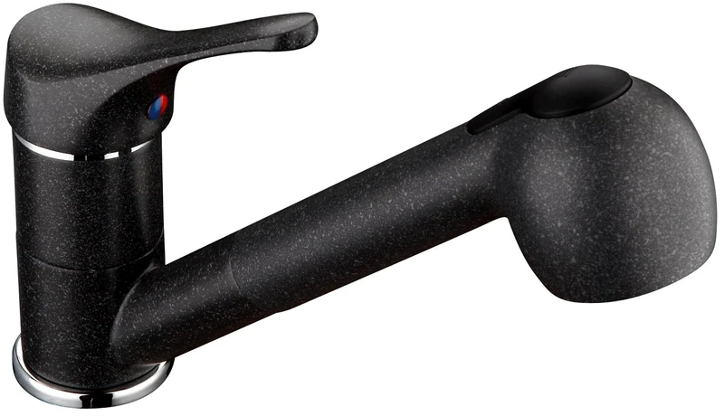 EISL NI183SMCR Single-Lever Mixer Tap with Extendible Spray Head in Granite Black