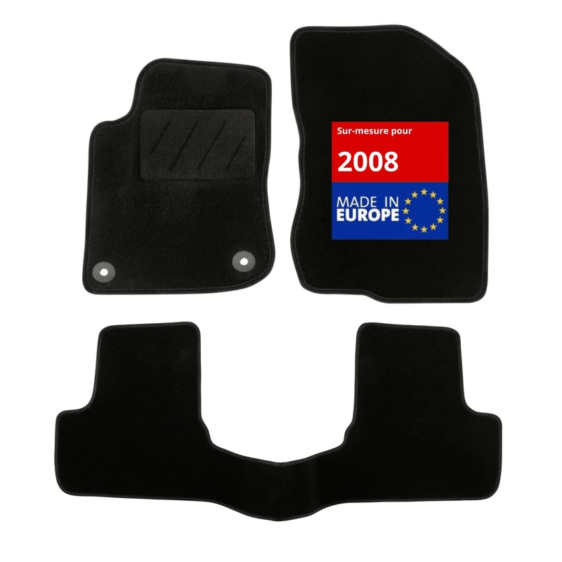 DBS Car floor mat - custom made - 3 pieces - anti-slip - black carpet 900g/m² - Velours finish - range Star - steering wheel left - 1765240
