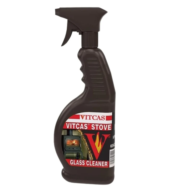 VITCAS 650 ML Stove Glass Cleaner – Fireplace -BBQ - Log Burner – Wood Burner – Suitable for removing the most stubborn stains – excellent shine – Quick and Efficient – Easy To Use