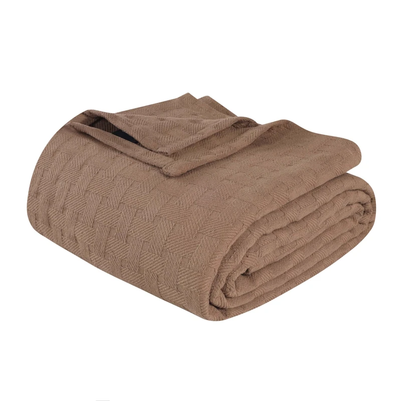 Superior 100% Cotton All-Season Blanket, Basket Weave Design, Soft, Comfy Cover for Bed, Bedding, Bedroom, Couch Throw, Lounging, Modern Boho Medium Weighted Blankets - King, Taupe