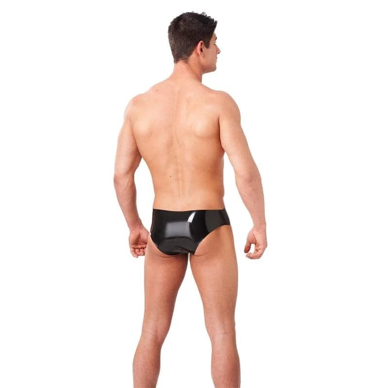 Rimba Latex Play - Men's Briefs with Hollow Penis Tube Black