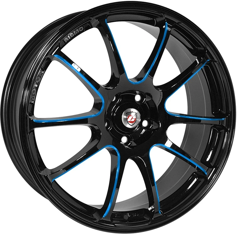 Calibre Y770J-LYBB0640+_15466 Friction Alloy Wheel for Opel Astra G 4-Door 1998-2004, 7 x 17-inch, Black/Candy Blue Ball Polished