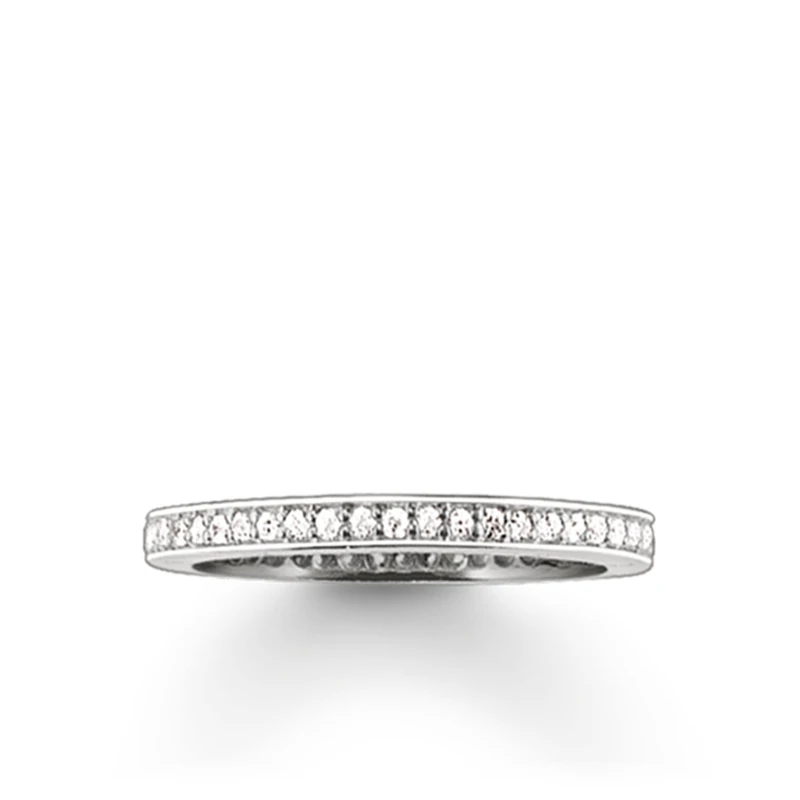 THOMAS SABO Women's Eternity Pave Setting Ring 925 Sterling Silver TR1983-051-14, 56, Silver, Cubic Zirconia