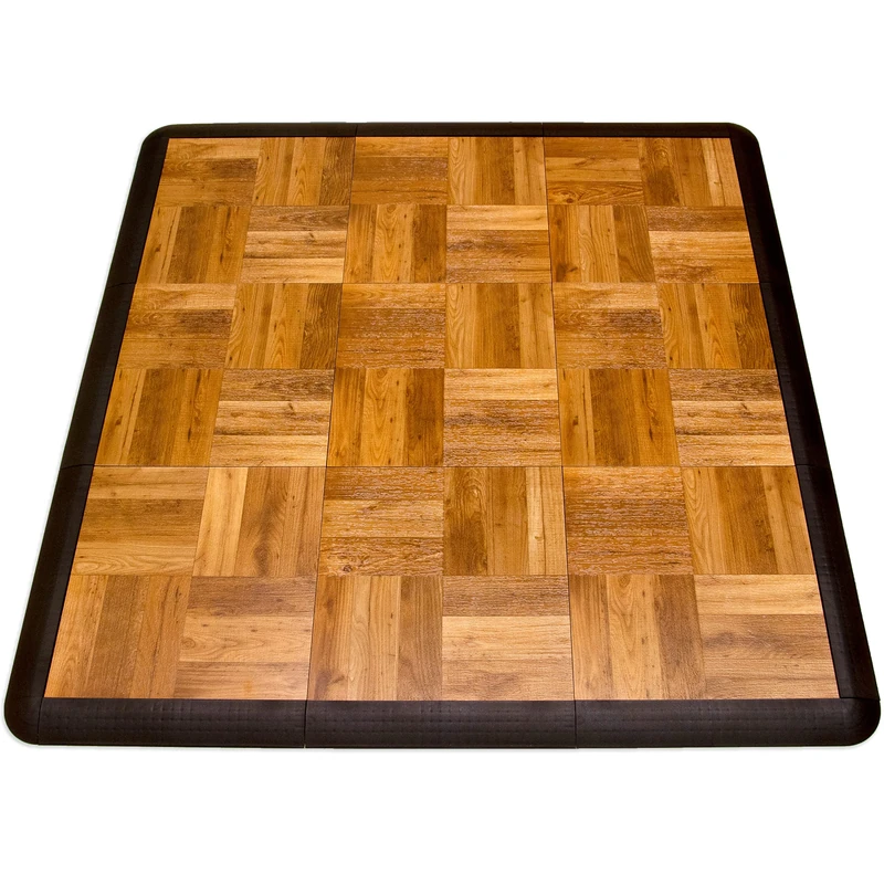 SnapFloors 3X3OAKFLOOR Modular Dance Floor Kit (3' x 3'), Oak, 21 Piece - Image 1