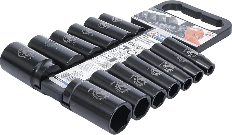 BGS Diy 95207 | Impact Socket Set | 12.5 mm (1/2") Drive | 10-32 mm | 13 pcs. - Image 1