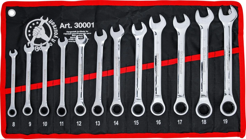 BGS Diy 30001 | Ratchet Combination Wrench Set | 8 - 19 mm | 12 pcs.