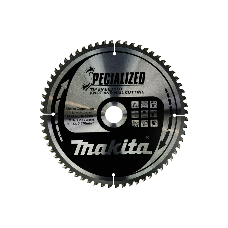 Makita B-42391 Specialized Tip Embedded Saw Blade 260x30x64T