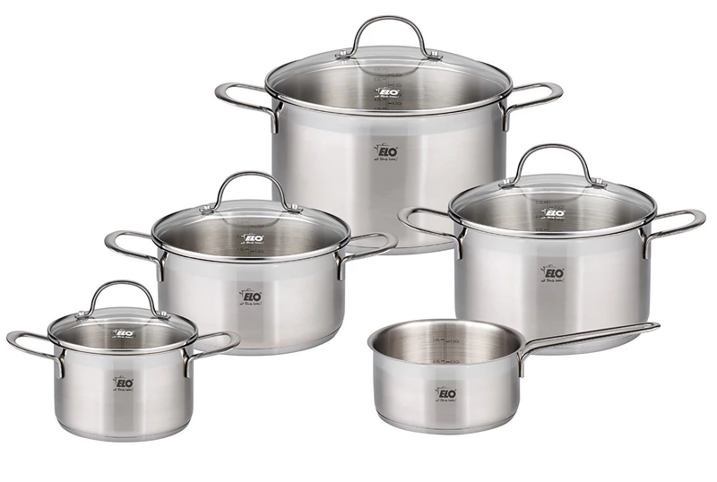ELO 42505 Top Collection 5-Piece Saucepan Set, Stainless Steel, Silver, 52 x 27 x 25 cm