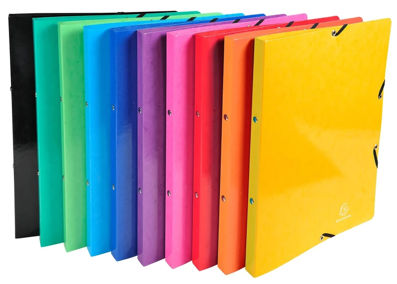 Exacompta - Ref 51829E - Iderama Elasticated Ring Binder - 320 x 250mm in Size, Suitable for A4 Documents, 4 Rings, 20mm Spine, 15mm Rings - Assorted Colours (Pack of 20)