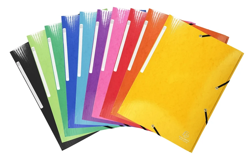 Exacompta - Ref 55929E - Iderama Collection - Elasticated 3-Flap Folder - Suitable for A4 Documents, 600gsm Glossy Coated Pressboard, FSC-Certified - Assorted colours (Pack of 25)