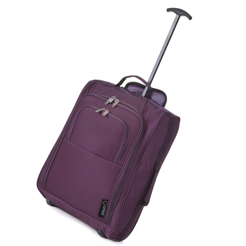 5Cities 50cm Lightweight Trolley Hand Luggage Bag - Plum