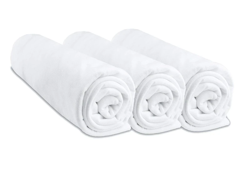 Set of 3 Cotton Fitted Sheets for Cot 70 x 140 cm (White)