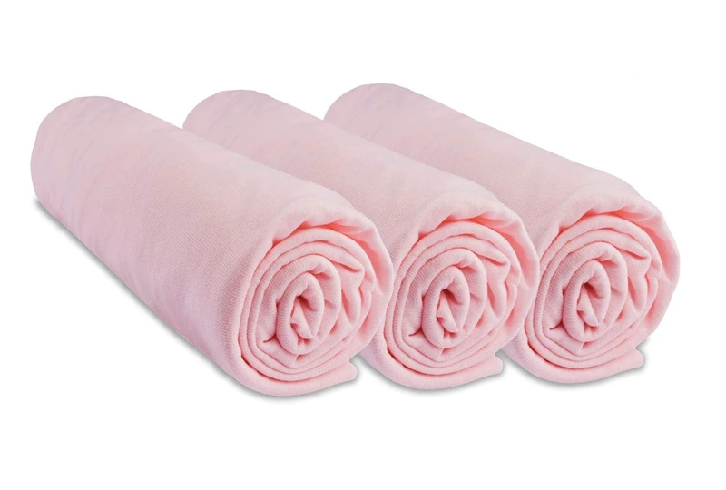 Set of 3 Cotton Fitted Sheets for Cot 70 x 140 cm (Pink)