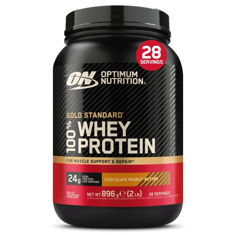 Optimum Nutrition Gold Standard 100% Whey Protein, Muscle Building Powder With Naturally Occurring Glutamine and BCAA Amino Acids, Chocolate Peanut Butter Flavour, 28 Servings, 896 g