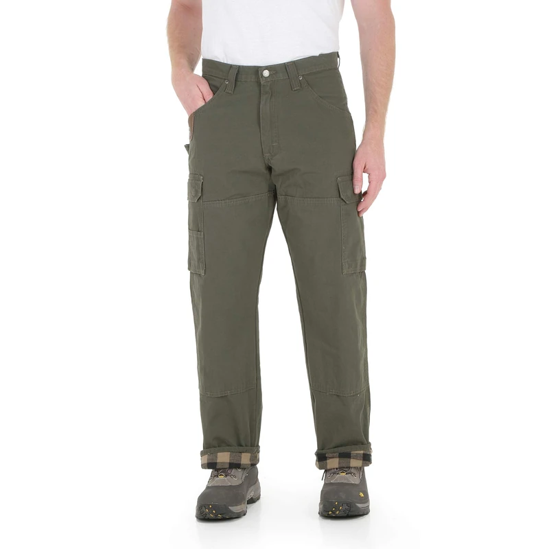 Wrangler Men's Riggs Workwear Flannel Lined Ripstop Ranger Pant Work Utility, Loden, 34W x 30L