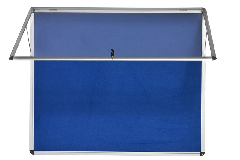 Bi-Office Display Case Enclore, Blue Felt, Top Hinged, Aluminium frame, Landscape, 92,4 x 65,3 cm (8xA4)