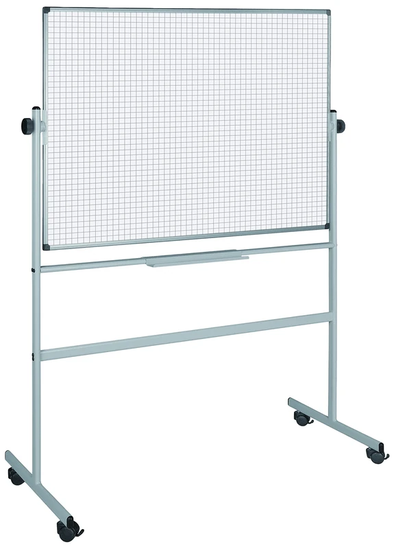 Bi-Office Revolver Whiteboard, Double-Sided Melamine, Plain/Gridded, 120 x 120 cm