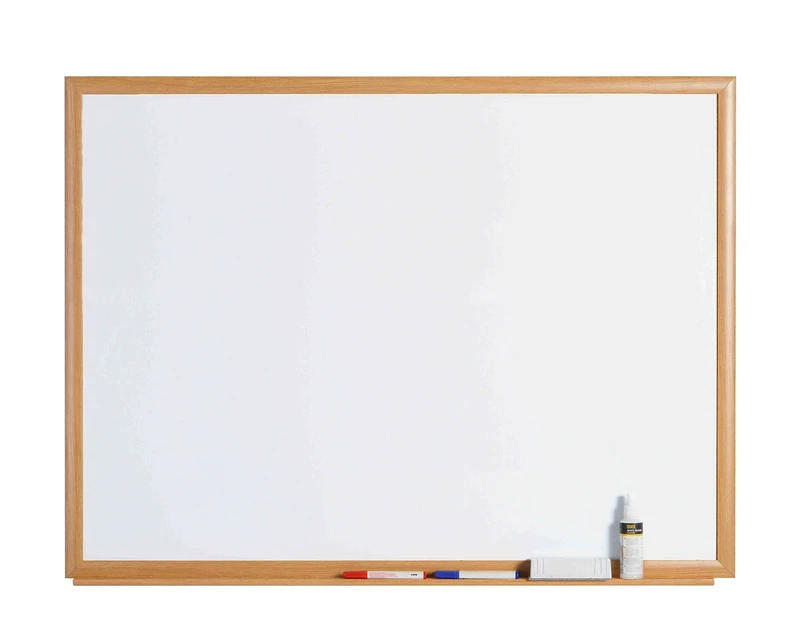 Bi-Office Earth Prime - Whiteboard, Enamel Surface with Oak Finish Frame Board, 90x60cm
