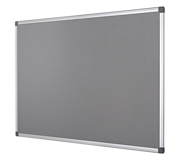 Bi-Office Notice Board Fire Retardant, Grey Felt, Maya Aluminium Frame, 180 x 120 cm